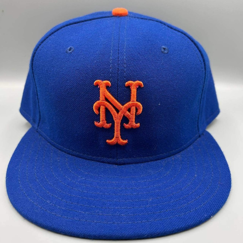New York Mets Hat Men 7 5/8 Blue Black Embroidered 59Fifty New Era Fitted Cap‎
